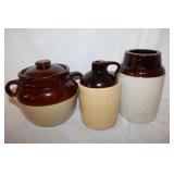 *Stoneware: Bean Pot, Small Crock, Small USA Jug