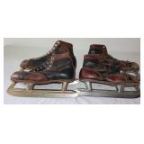 2 Pairs Vintage Ice Skates Approx. Size 8