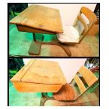 2 Vintage Wooden & Metal School Desks