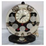 Vintage Morgan Silver Dollar Resin Mantel Clock;