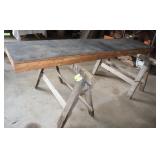 2 Wooden Saw Horses w/ Wood Top 29" Tall