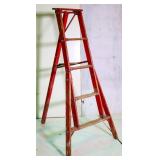 Vintage Red Top 3 leg wood ladder 57 " tall