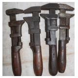 40 12' Vintage Wooden Handle Monkey Wrenches
