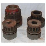 4 Pipe Dies: 1 is 1-1/2' Ridgid, 3 unknown