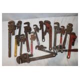 Vintage Pipe Wrenches & 1 Hex Nut Wrench: