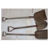 2 Scoop Shovels & Spade Shovel