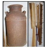 Vintage Milk Can, Rulers, Pelt Stretchers &
