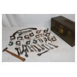 Toolbox w/ Tools: Small C-Clamps, Hammer,