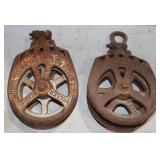 2 Vintage F.E. Meyers Metal Pulleys