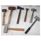 7 Vintage Mallets: 2 Lead, 2 Brass, 1 Aluminum &