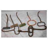 8 Vintage Metal Hooks 10.5' Long