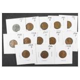 13 Pennies: 1940's- 1949, 1 steel 1943 Penny
