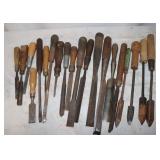 Vintage Wooden Handle Chisels & Soldering Tools;