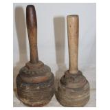 2 Vintage Cast Iron & Leather Raw Hide Mauls;
