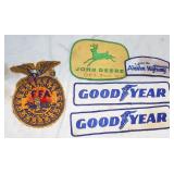 5 Patches: John Deere, FFA, Good Year &