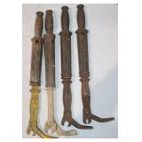 4 Vintage Metal Nail Pullers
