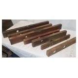 7 Vintage Wooden Levels 16' to 28'