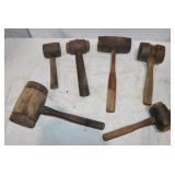 6 Vintage Wood & Steel Mallets