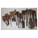 Vintage Wooden Handle Chisels & Soldering Tools;
