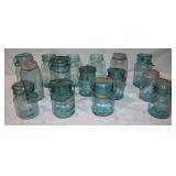 15 Vintage Blue Canning Jars: 8 Qt. & 7 Pints;