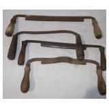 4 Vintage Draw Knives, 8.5-12' Blades