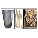 Metal Bin & Wooden Handles: