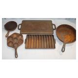 Vintage Cast Iron Skillets, Aebleskiver, Griddle &