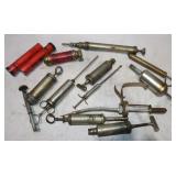 7 Vintage Grease Guns, Tubes of Grease &