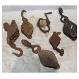 5 Vintage Metal Pulleys