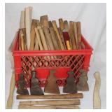 3 Hammer Heads, 2 Axe Heads & Wooden Handles
