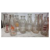8 Glass Milk Bottles: