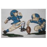2 Vintage Homco 1976 Football Metal Wall Dï¿½cor;