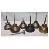 6 Oiler Cans w/ 1 Extra Spout, 6-6.5' Tall