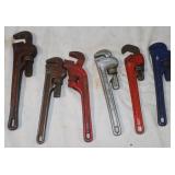 5 RIDGID Pipe Wrenches & 1 Hex Nut Wrench: