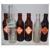 6 Vintage Orange Crush Glass Bottles;
