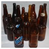 14 Brown Glass Bottles; 10 are Embossed