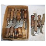 Vintage Wood Handled Hook Bill Knives