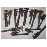 13 Vintage Wrenches: Monkey, Adjustable, Pipe