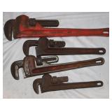 4 Pipe Wrenches 10', 12',14', 18'
