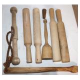 6 Vintage Wooden Vegetable Mashers