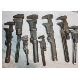 7 Vintage Monkey Wrenches: 8-12'