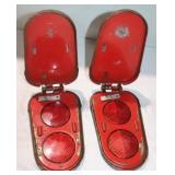 2 Vintage Red Road Reflectors