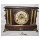 E. Ingrahm Lion Head Clock w/ Key, 15"x10.5";