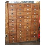 44 Drawer Wood Organizer w/ Contents 39.5x9.5x58"