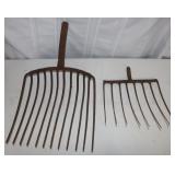 2 Vintage Fork Heads: 1) 12 tine 15" &