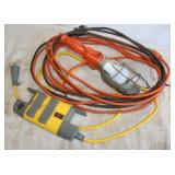 2 extension cords 1 drop light