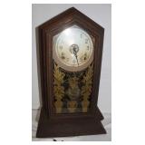 Vintage Mantel Clock w/ Key, 12"x20.5"