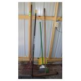 Yard rake, 2 blooms 24" , dust pan