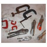 5 Vise Grips & C Clamps 1", 2", 4"