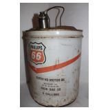 Vintage Phillips 66 Metal 5 Ga. Oil Can